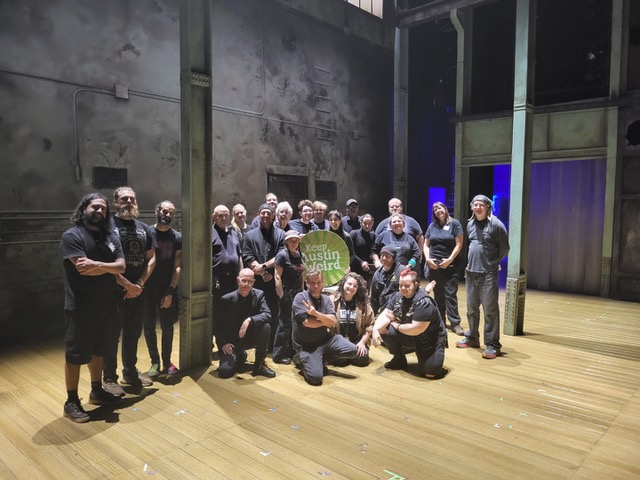 Stage Alliance crew on location preparing a theatrical production